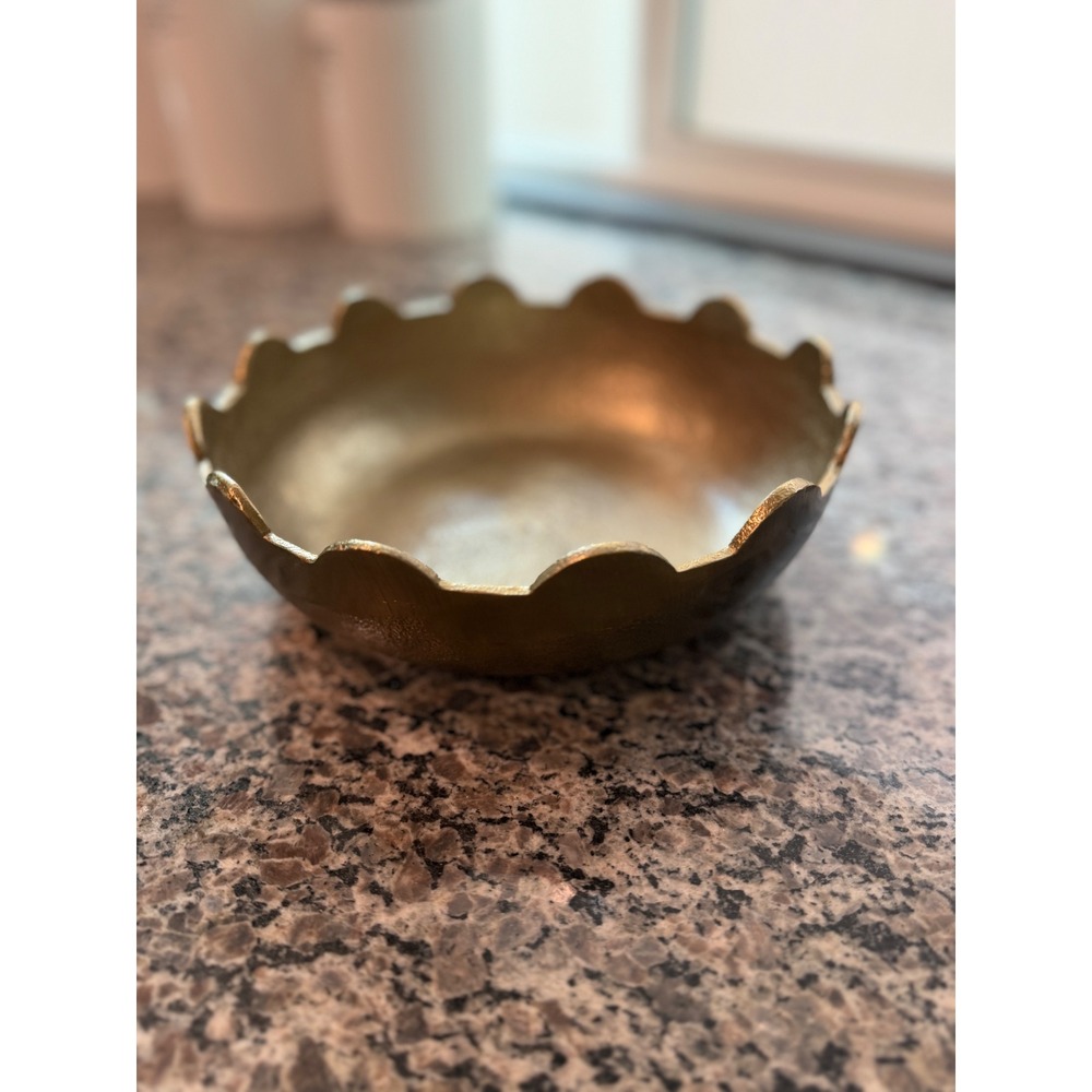 Threshold Textured Gold Scalloped Decorative Bowl Centerpiece Catchall